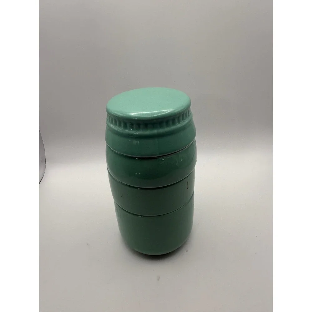 Live Simply Amylee Weeks Stackable Ceramic Measuring Cups Farmhouse Teal 4 Piece